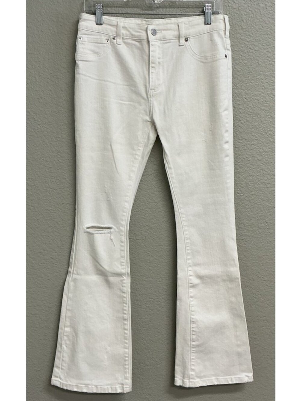 Ser.O.Ya Distressed Wide Leg Jeans White Flare Women’s Size 27 Waist 30”